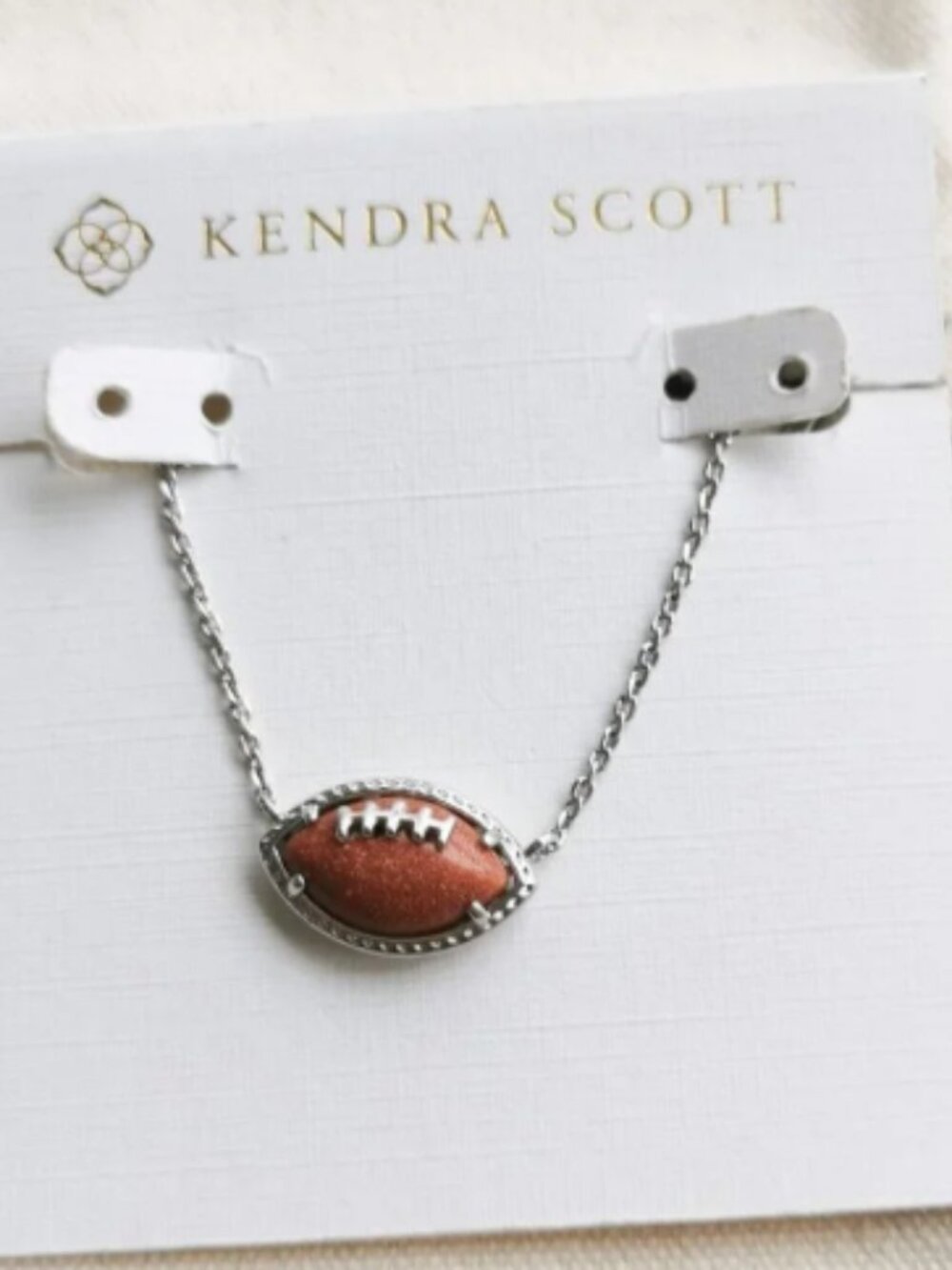 Kendra Scott Football Pendant Silver Necklace